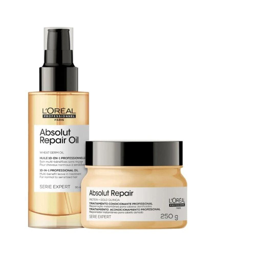 Kit L´Oréal Absolut Repair Óleo Reparador 10-in1 90ml + Máscara 250g