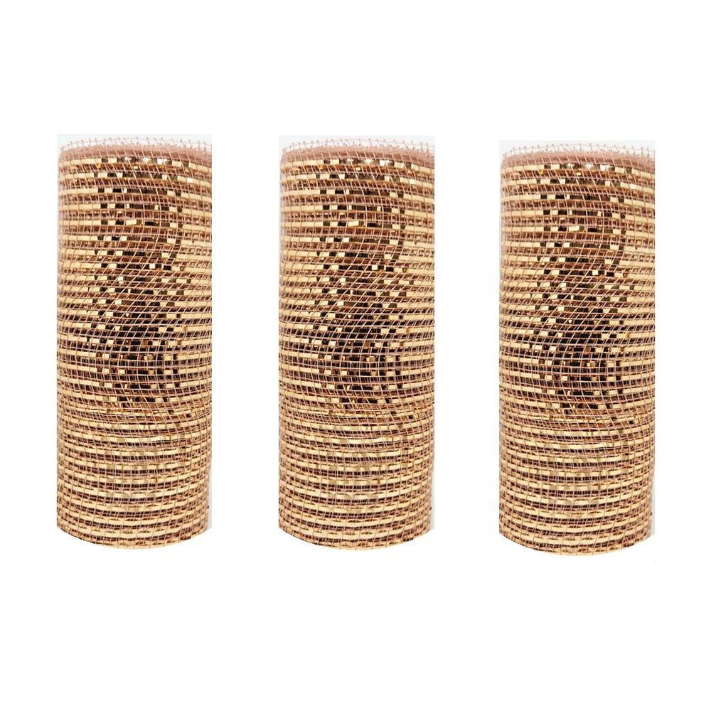 Kit Tela Decorativa Natal Fita 15cm x 5 metros Rosê Gold 3 Peças - Magizi