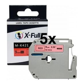 Kit 5 Fitas Compatível Brother MK 421 Vermelha Preta 9mm