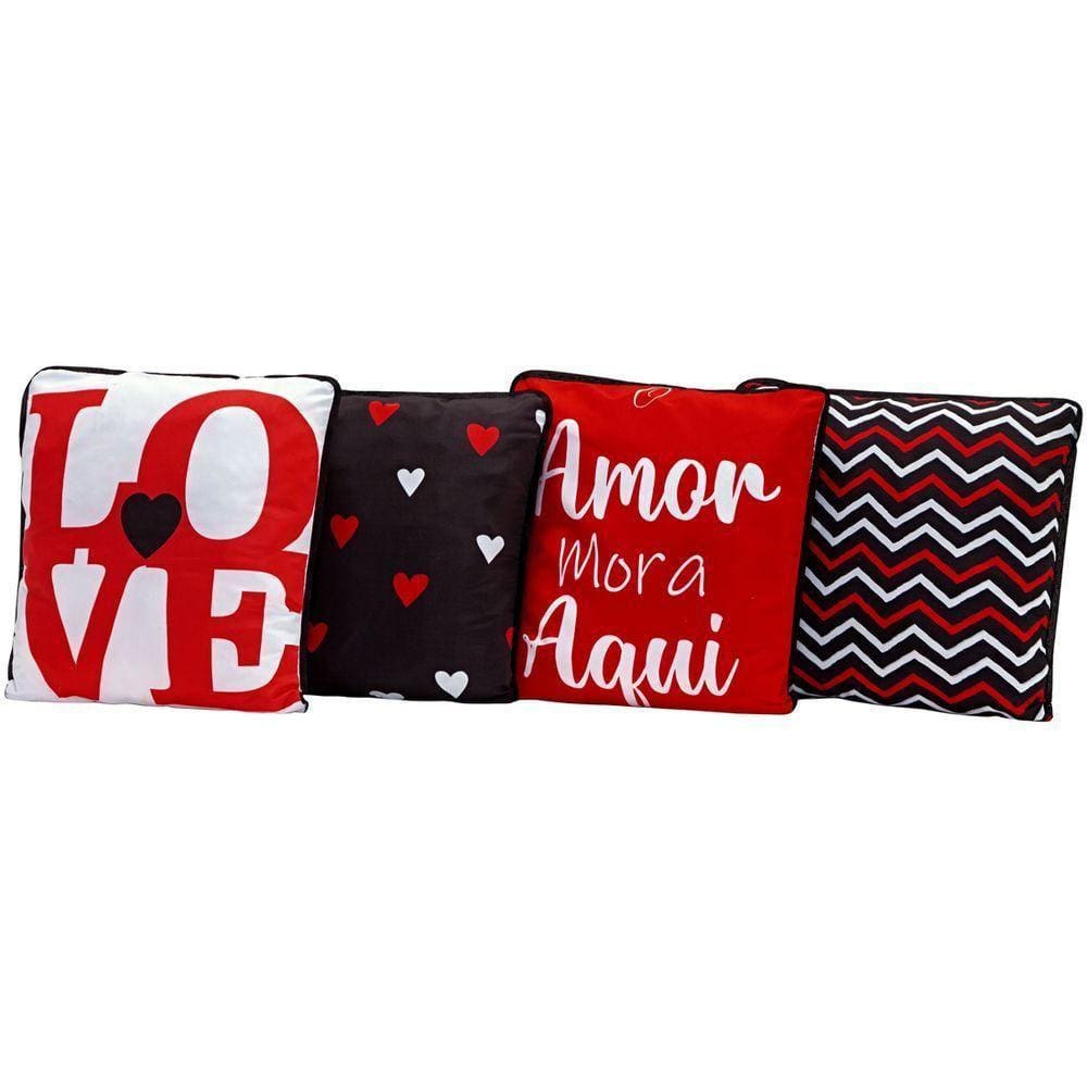 4 Capas De Almofadas Amor Mora Aqui 45cmx45cm Com Viés