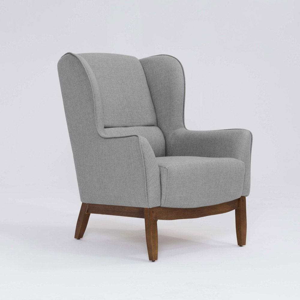 Poltrona para Sala Mirela D07 Base Madeira Linho Mescla Cinza Elefante - D`Rossi