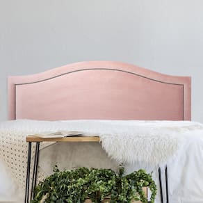 Cabeceira Queen Estofada para Cama Box Curva Luxo com Tachas 160x60cm Rosê/Fumê