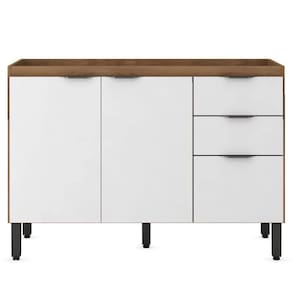 Balcão Para Cozinha 120cm 3 Portas 2 Gavetas Firenze SSX Multicoisas