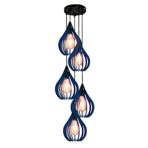 Luminária Teto Lustre Pendente Balcão Cozinha Sala 5 Chile Cor:azul