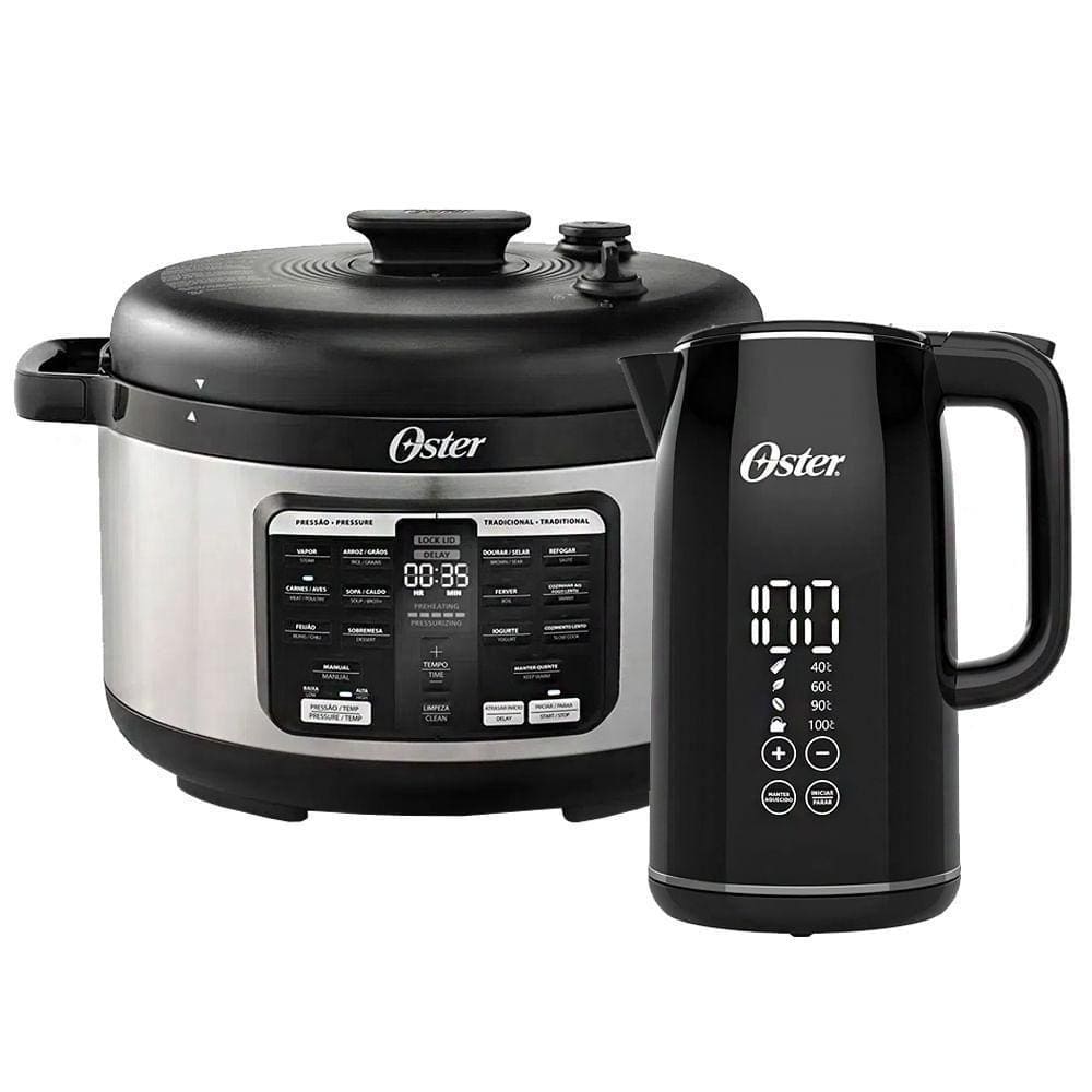 Kit Panela De Pressão Elétrica 5,7l E Chaleira Digital Oster - 220V