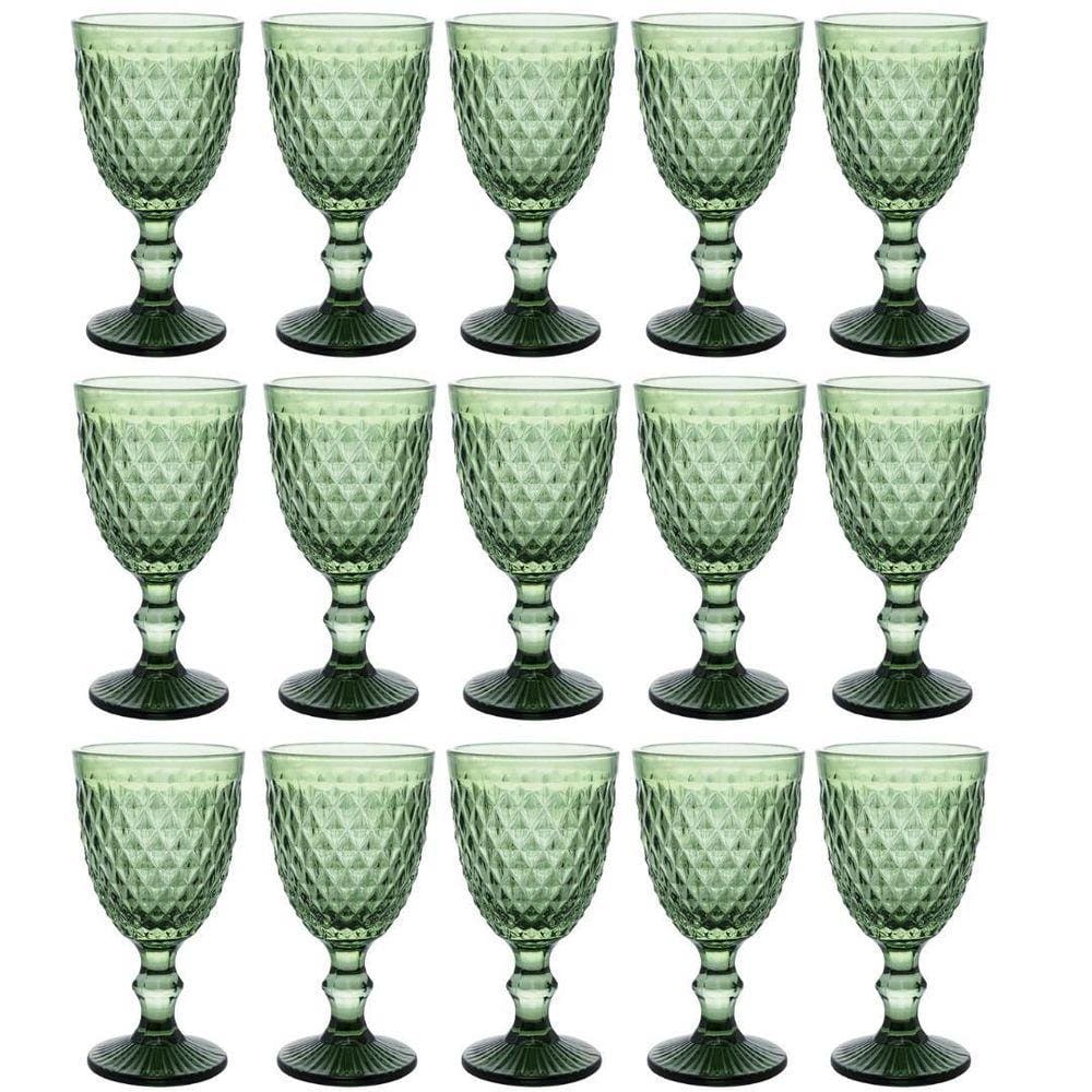 Jogo 12 Taça Água Suco 325Ml Diamond Vidro Bico Abacaxi Lyor
