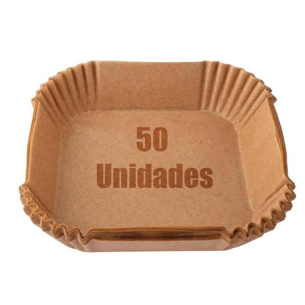 Kit 50 Formas Quadrada Fritadeira Elétrica Papel Descartável
