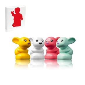 Pacote de Animais da Páscoa - Coelhos Bebês Sentados (Branco, Amarelo, Rosa, Azul-água) - 4 Peças