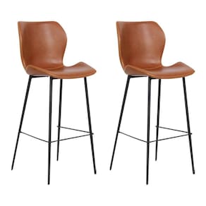 Kit 2 Banquetas Alta com Encosto para Bancada Cozinha Penha R02 PU Marrom - Mpozenato