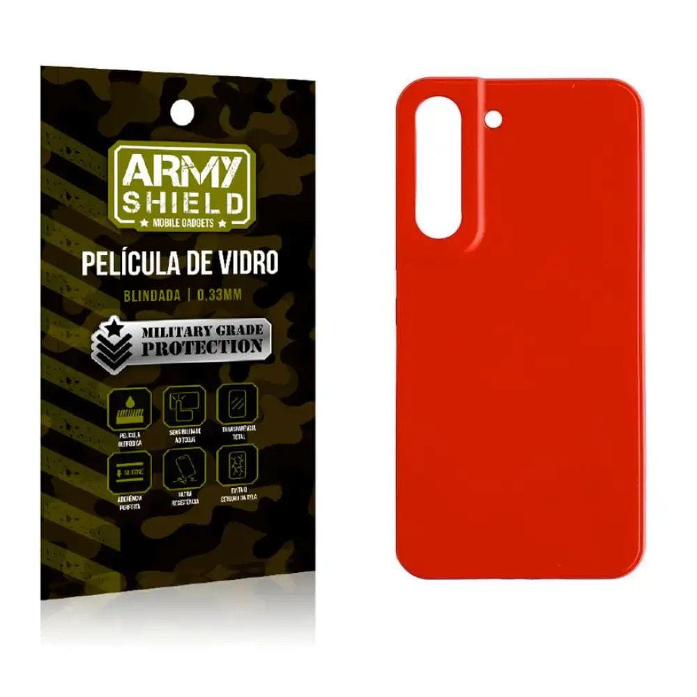 Kit Capinha de Silicone Vermelha Samsung S22 + Película de Vidro 3D - Armyshield