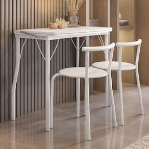 Conjunto Sala de Jantar Palermo Branco Mesa e 2 Banquetas Carraro
