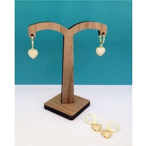 Brinco Argola Coração Cravejado Banhada A Ouro