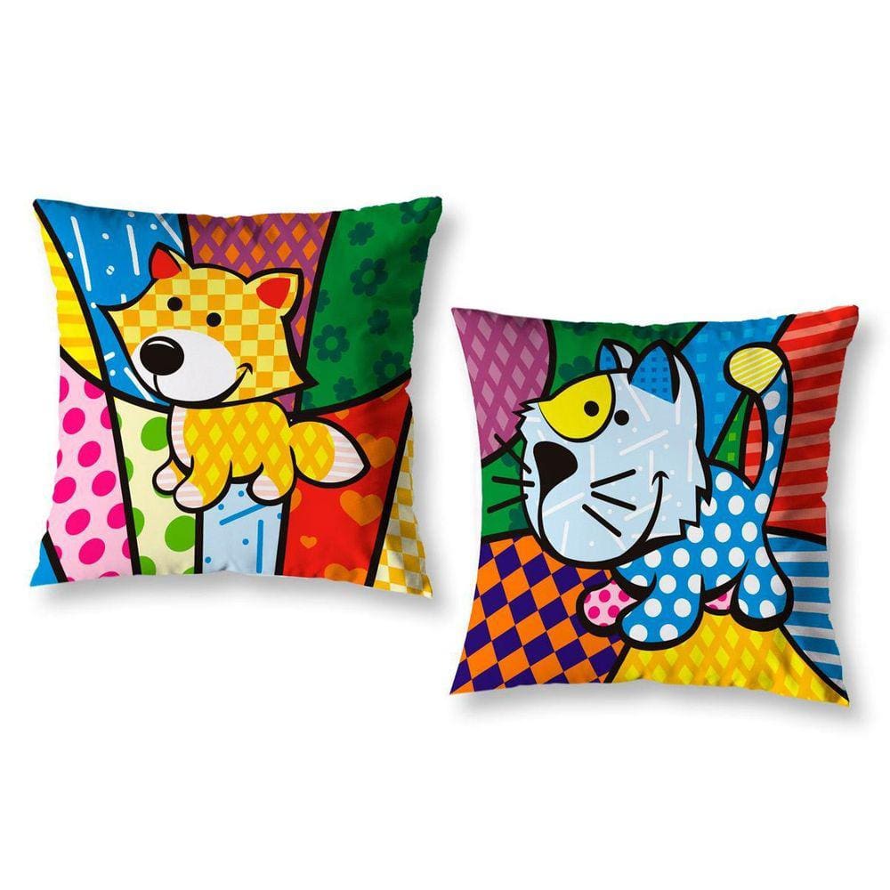 Kit 2 Almofadas Cheias 40Cm X 40Cm Estampadas Pop Bicho