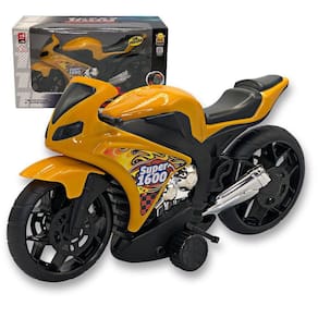 Super Moto 1600 Esportiva com Rodas com Fricção Brinquedo Infantil Amarelo