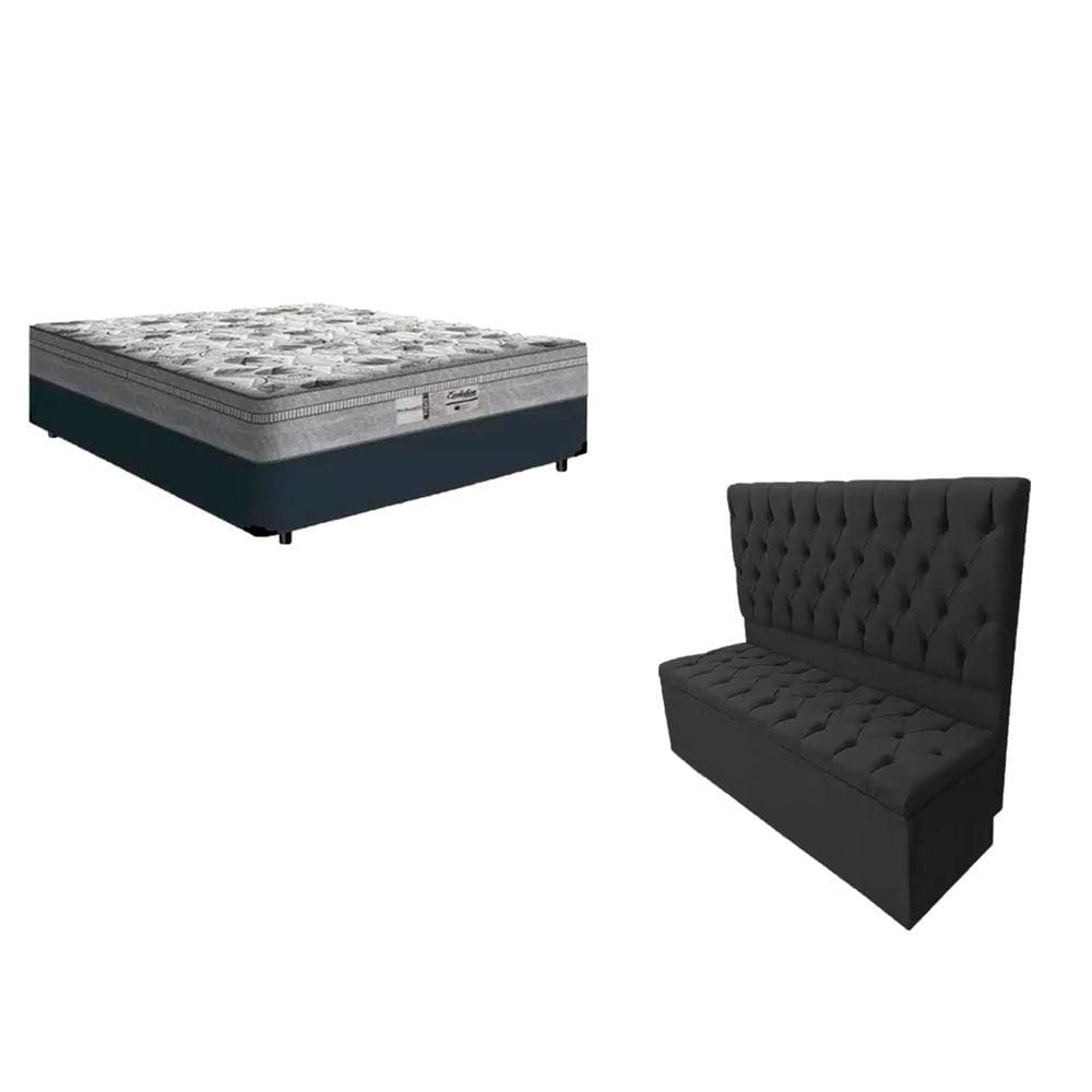 Cabeceira com/Calçadeira baú Cama Box Casal colchão - Probel