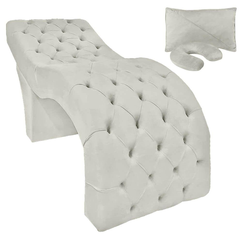 Maca Cama Estética Estofada para Design Cílios Sobrancelhas Veludo Bege SOFA STORE