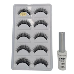 Kit Macrilan Cola Cílios Postiços+Cílios 3D 5 Pares G803