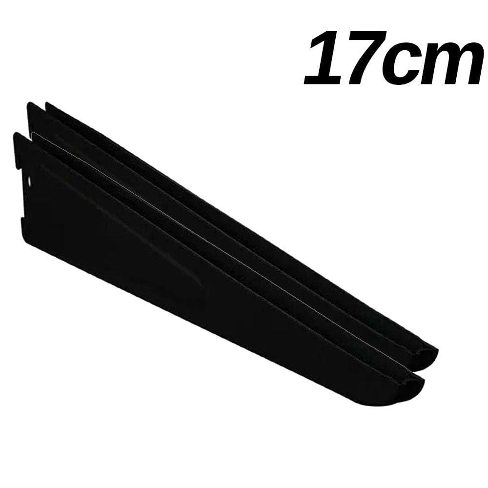 Kit 2 Suporte Duplo para Trilho Prateleira Preto Aço 17cm - Starfer