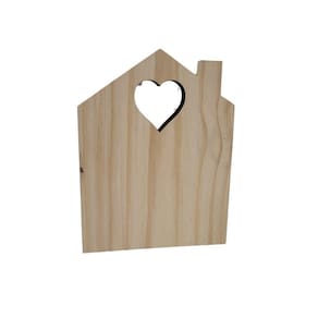 Casa com chaminé e coração vasado 19x24cm- Jeito Próprio