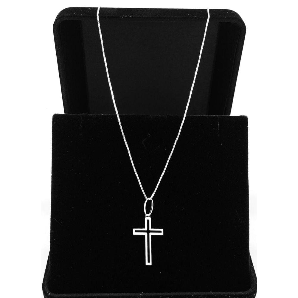 Corrente Cordão Prata 925 Masculina 70cm Pingente Crucifixo