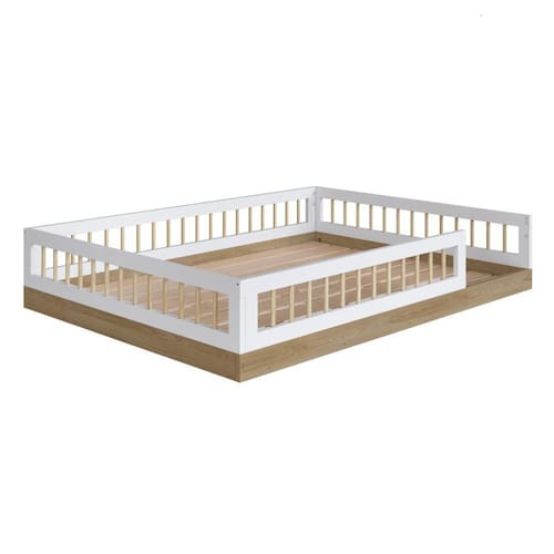 Cama Infantil Montessoriana Casal Completa Móveis Affetto Marrom Branco