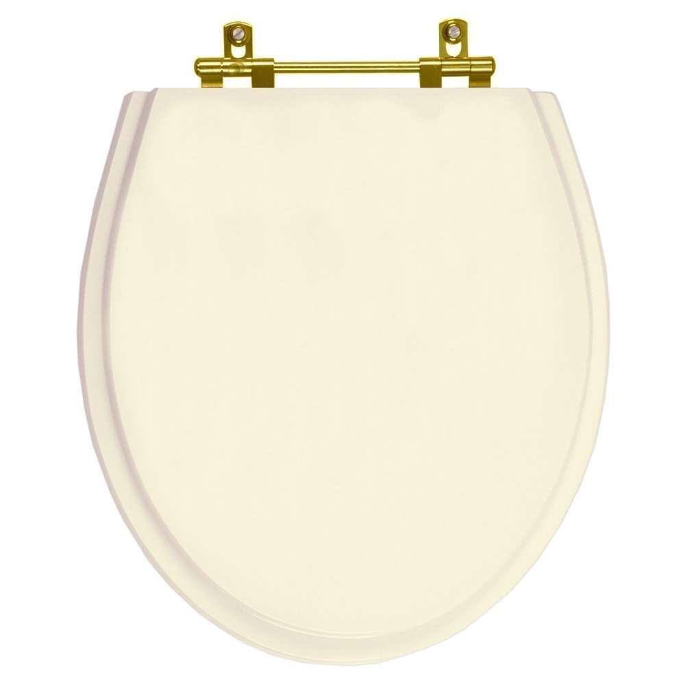 Tampa de Vaso Poliester Windsor Creme para bacia Deca Com Ferragem Dourada