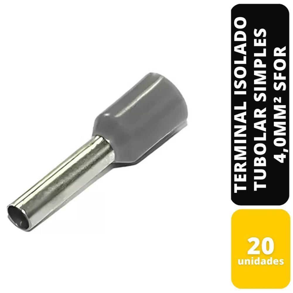 Kit C/20 Terminal Isolado Tubolar Simples Cz 4,0 Mm² Sfor