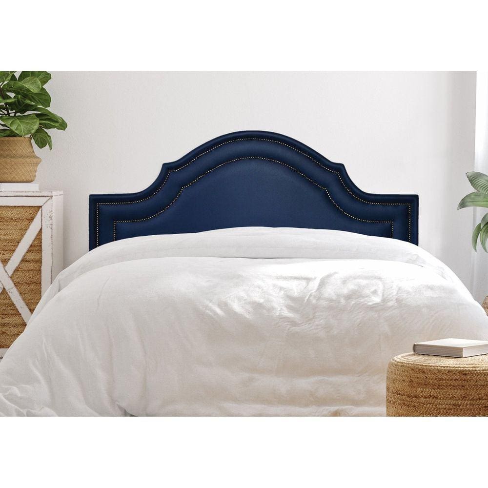 Cabeceira Casal Estofada para Cama Box com Tachas 140x60cm Provençal Luxo Dupla Azul/Fumê