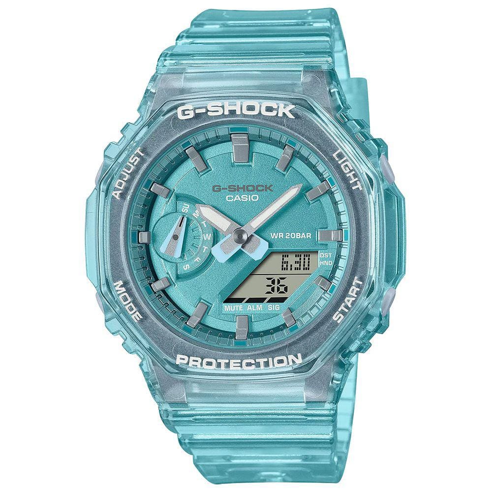 Relógio CASIO G-SHOCK feminino anadigi azul GMA-S2100SK-2ADR
