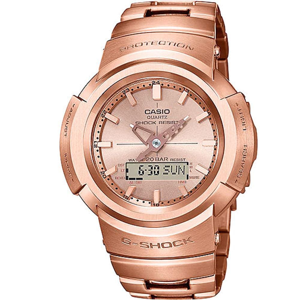 Relógio CASIO G-SHOCK masculino anadigi rosê AWM-500GD-4ADR