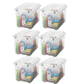 Kit 6 Organizador De Escritório 56,1L Transparente Com Tampa