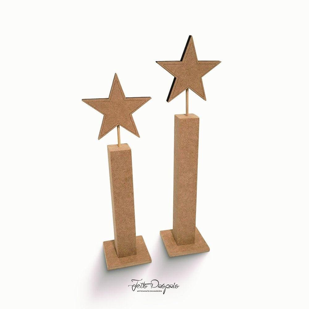 Pedestal com Estrela de natal enfeite de Mesa- Jeito Próprio Artesanato