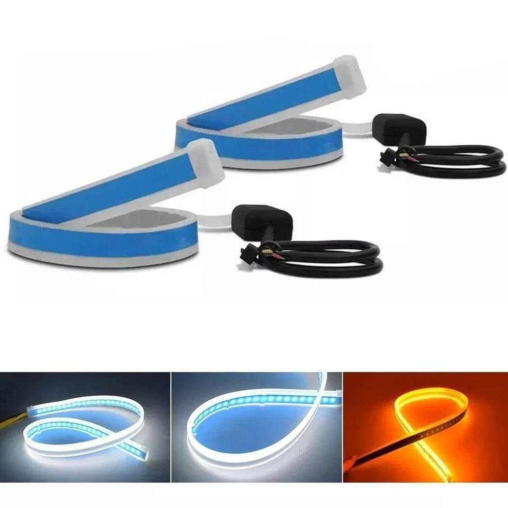 Fita Par Led Farol Seta Sequencial Carro Automotivo 60cm DRL Pick Up Silverado Prisma