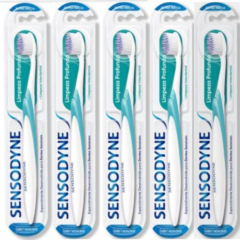 Escova Dente Extra Macia Limpeza Profunda Sensodyne Kit X5