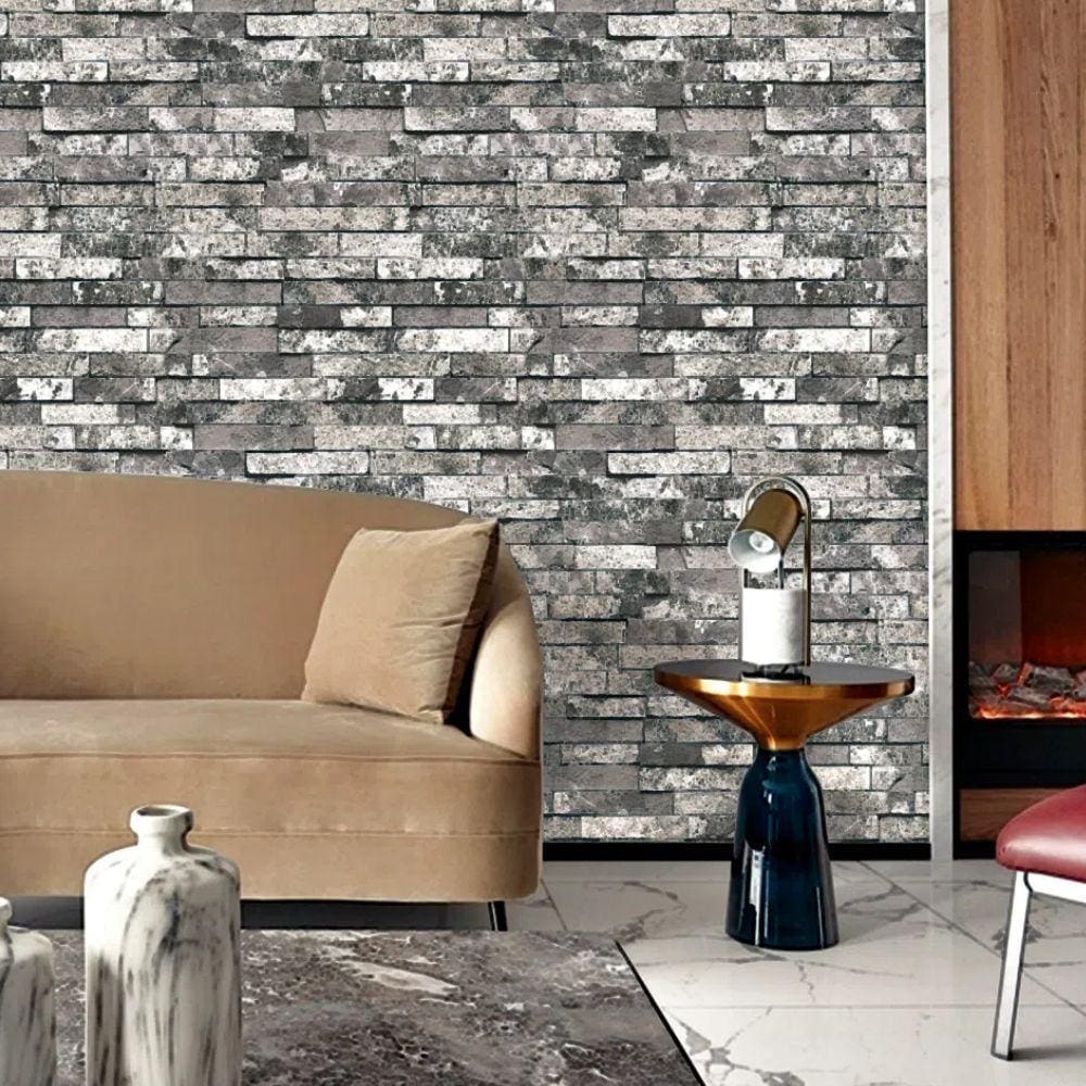 Papel de Parede Essencial Tijolo Cinza ESS1058