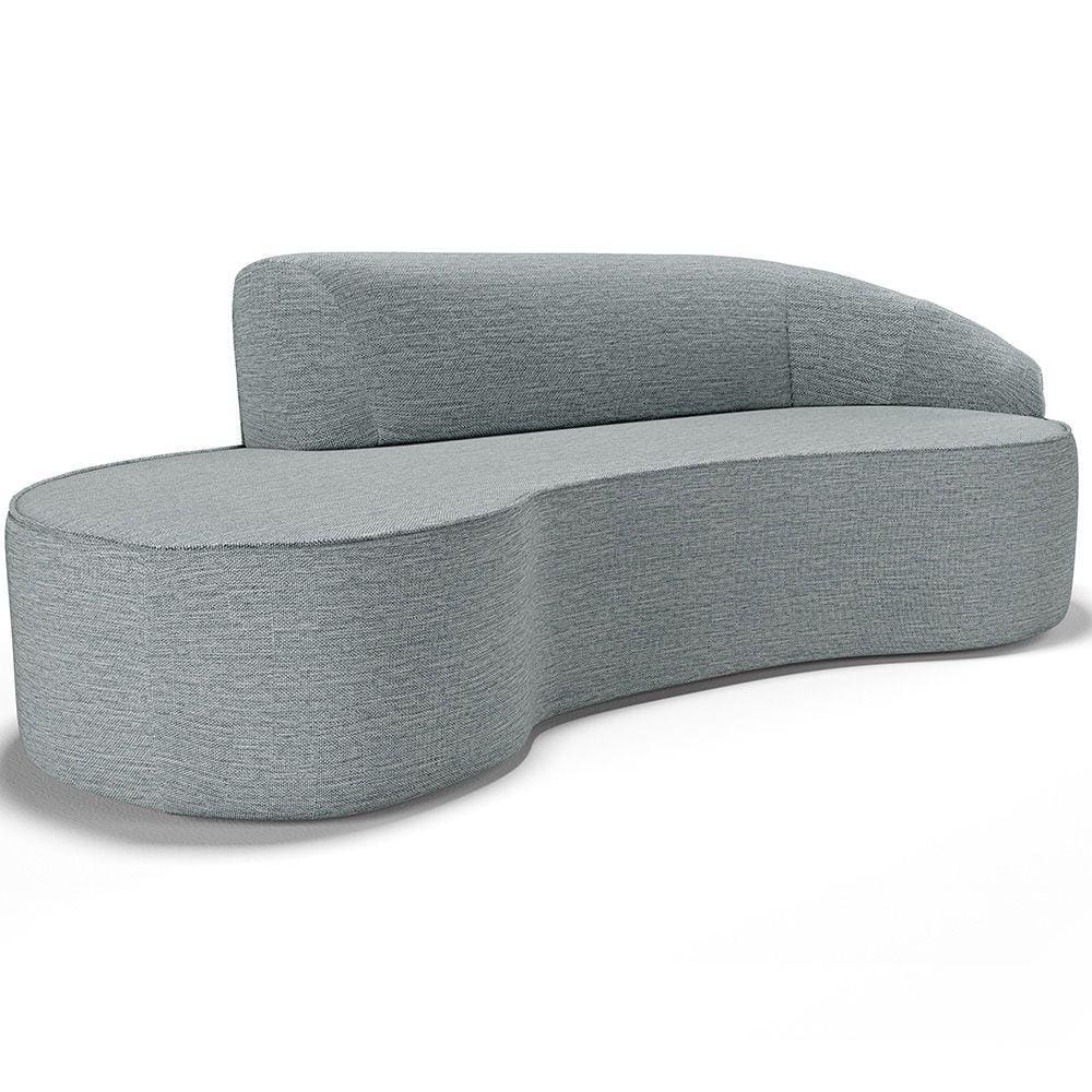 Sofá 3 Lugares Curvo Sala de Estar Living Firenze Direito D02 Linho Cinza 230 cm D-474 - Lyam