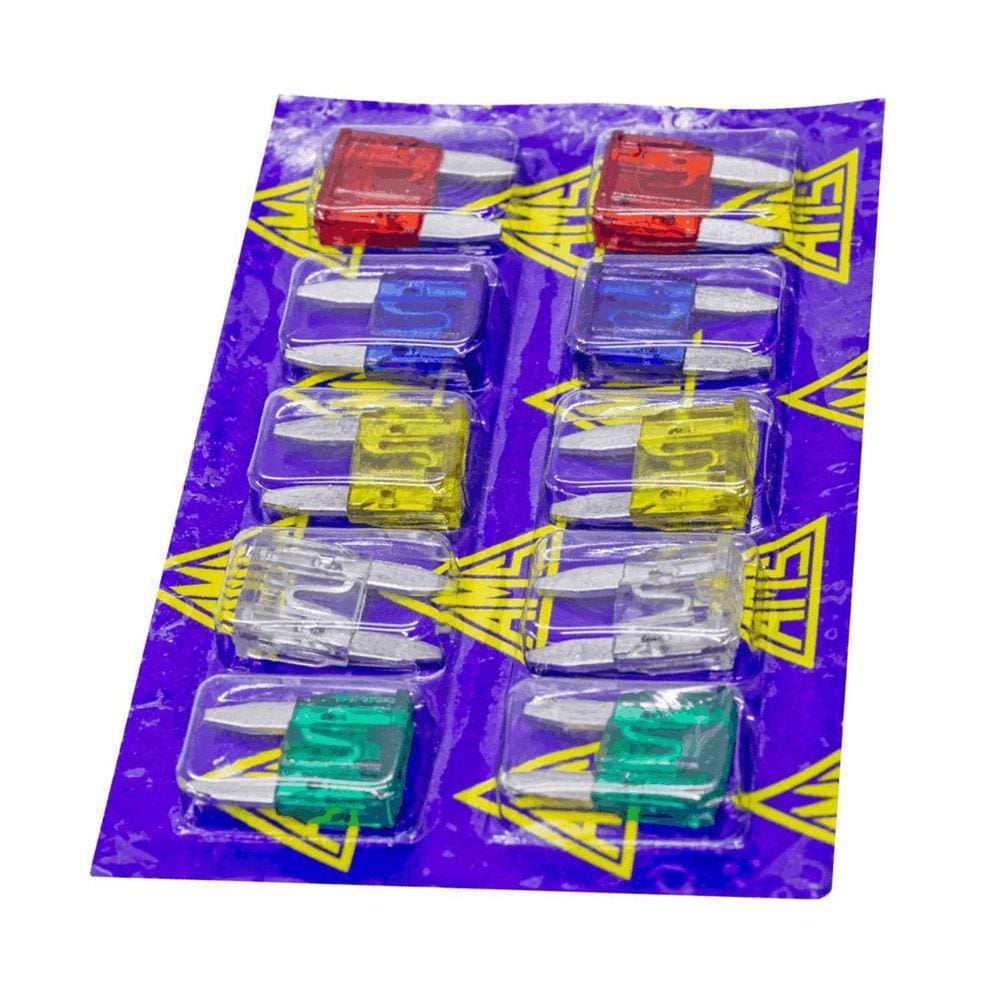 Cartela Fusível Mini 10 Pcs Automotivo 10A 15A 20A 25A 30A