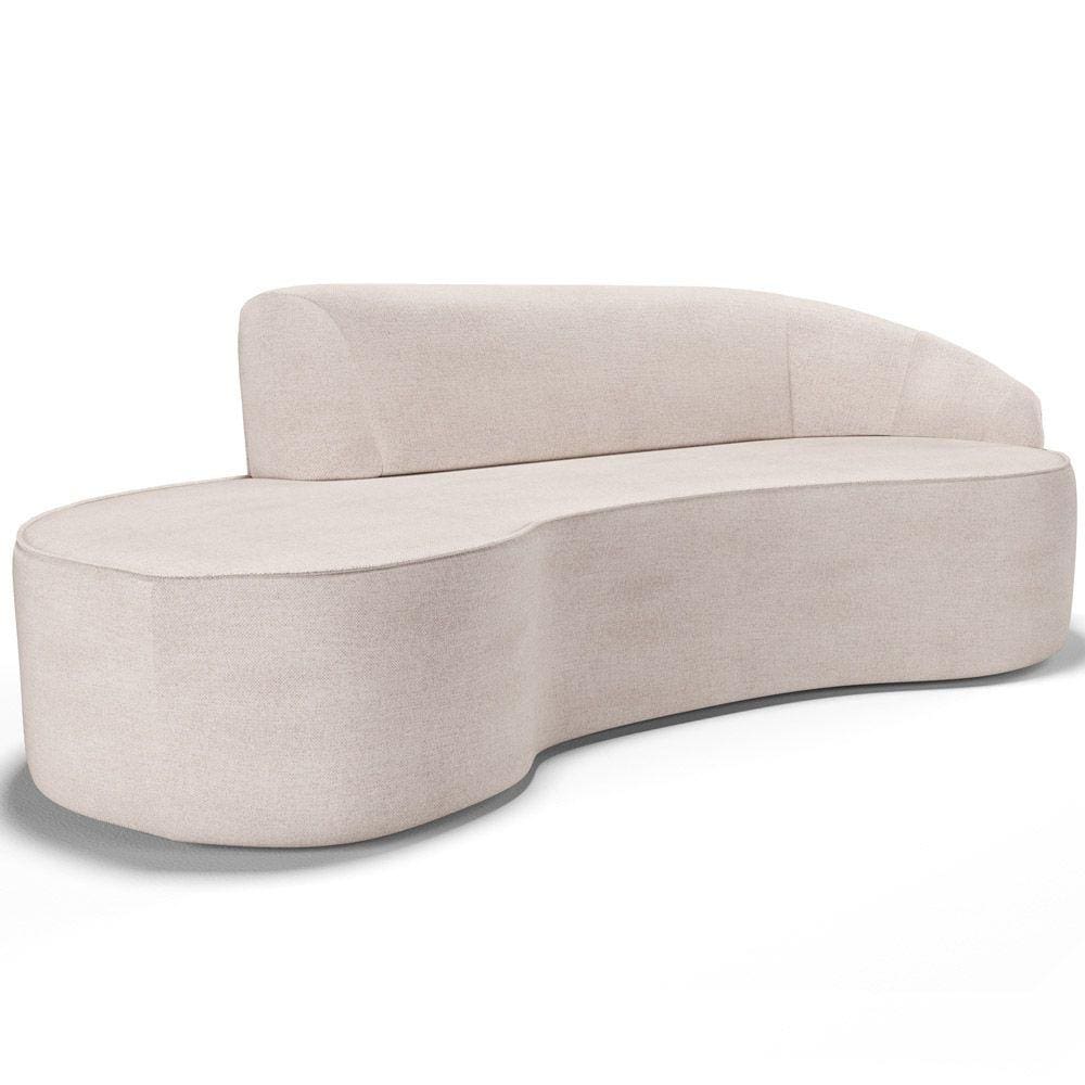 Sofá 5 Lugares Curvo Sala de Estar Living Firenze Direito D02 Linho Cru 300 cm D-461 - Lyam
