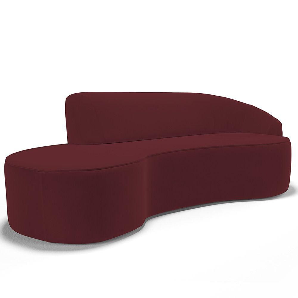 Sofá 5 Lugares Curvo Sala de Estar Living Firenze Direito D02 Veludo Marsala 300 cm C-278 - Lyam