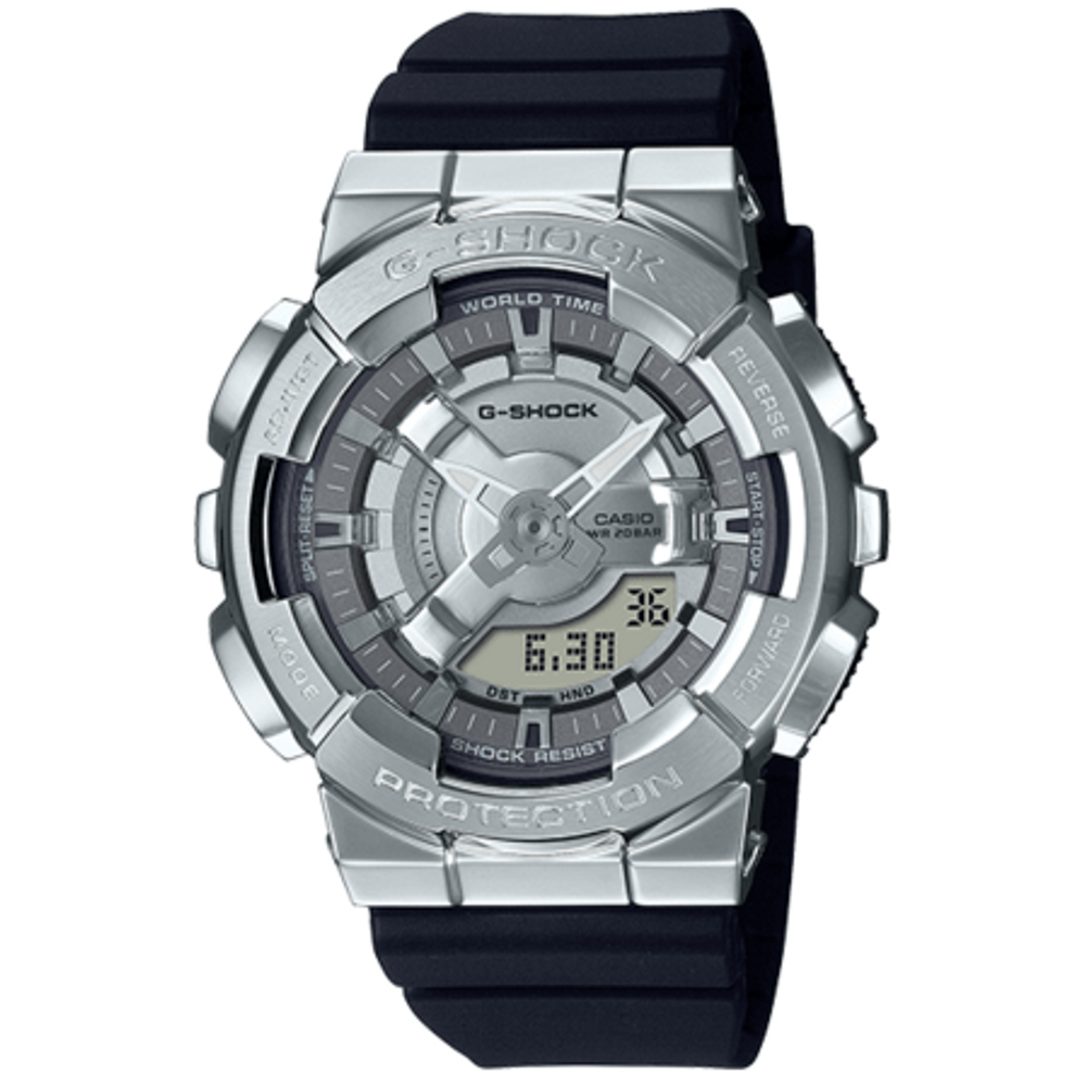 Relógio CASIO G-SHOCK anadigi prata borracha GM-S110-1ADR