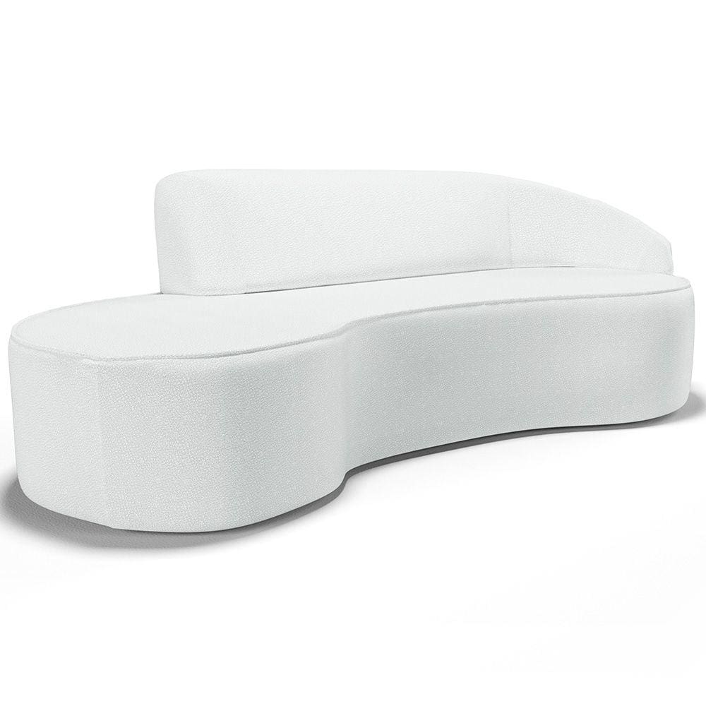 Sofá 3 Lugares Curvo Sala de Estar Living Firenze Direito D02 Corano Branco 230 cm C-12 - Lyam