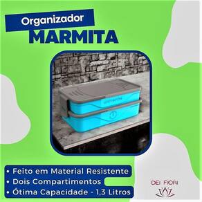 Marmita Dupla Organizadora Fitness Com Talheres 1,3 Litros