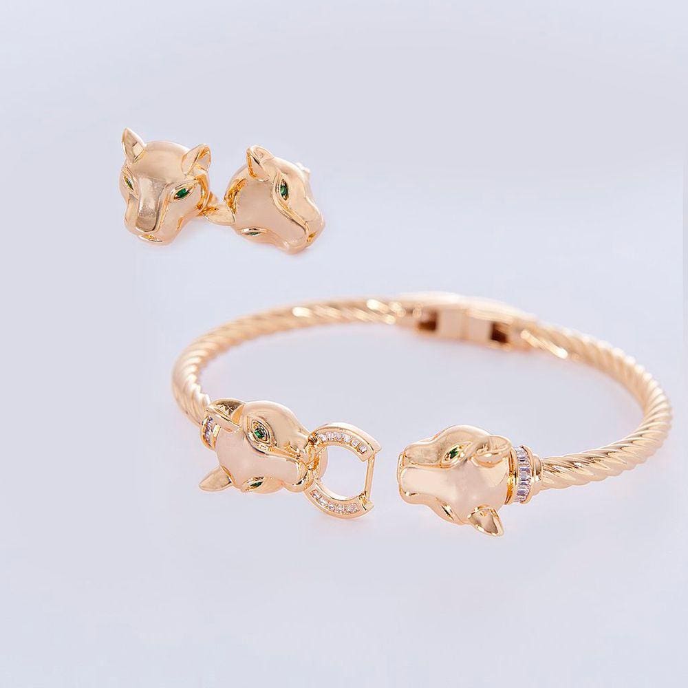 Conjunto Pantera de Bracelete e Brincos