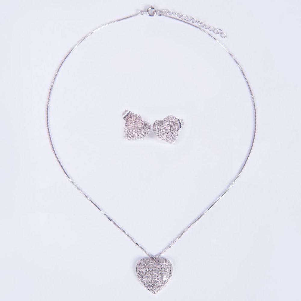 Conjunto de Colar e Brincos Coração