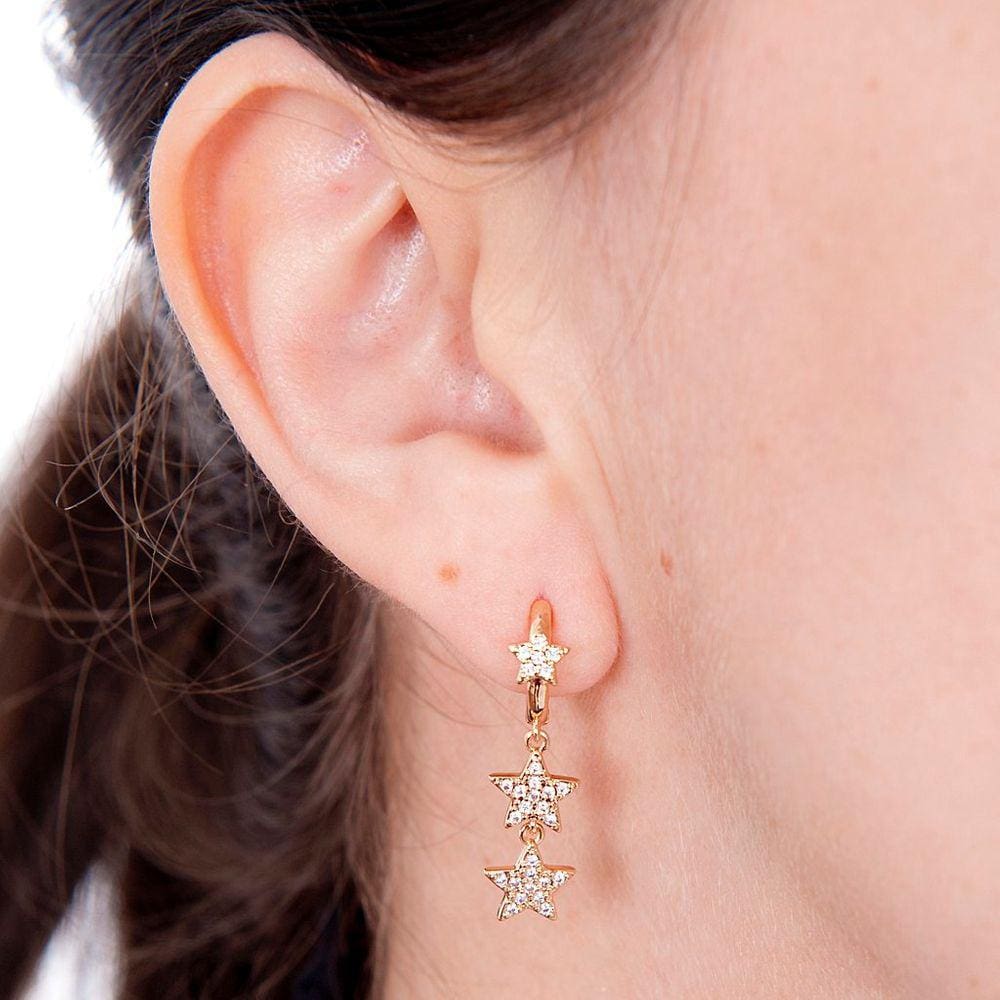 Brinco Estrelas Banhado a Ouro