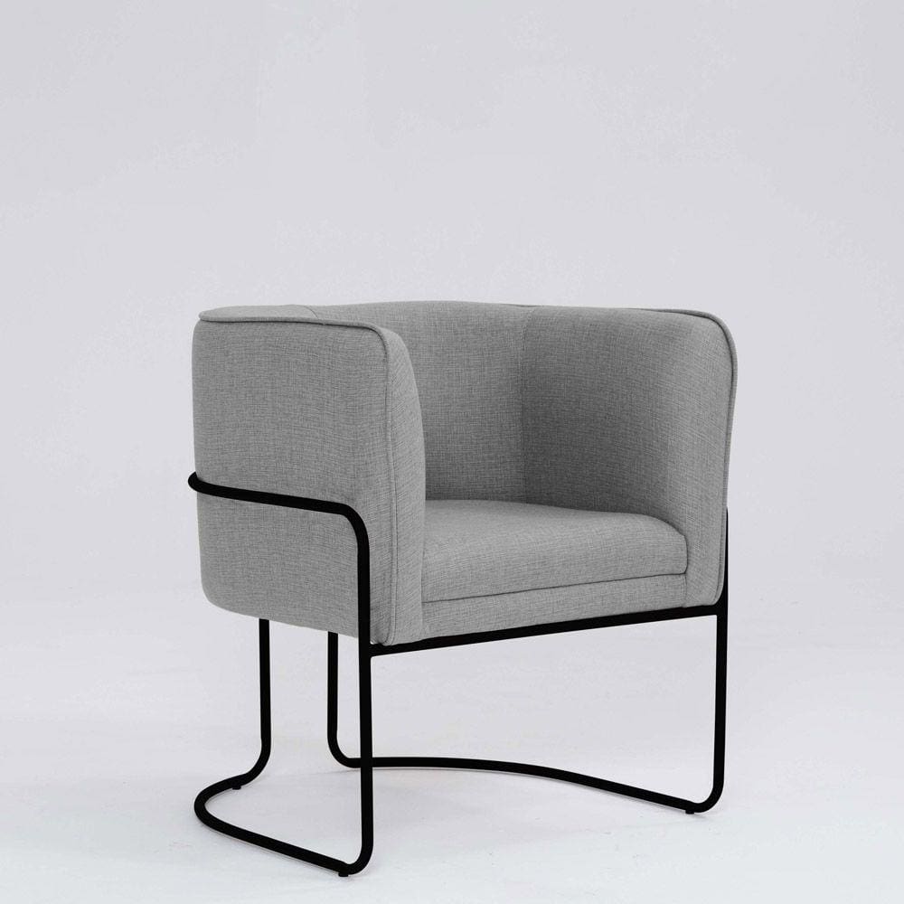 Poltrona Decorativa Belinda D07 Base Aço Linho Mescla Cinza Elefante - D`Rossi