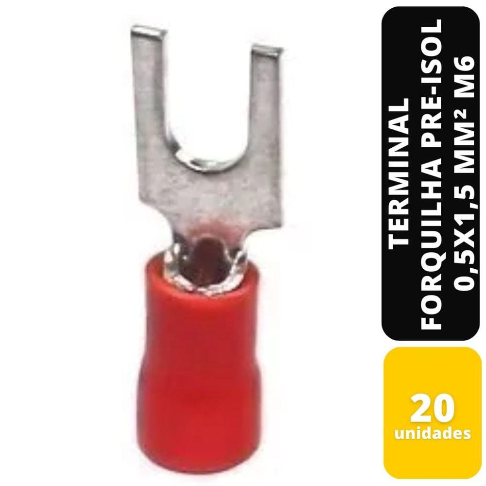 Kit C/20 Terminal Forquilha Pre-Isol Vm 0,5x1,5 mm² M6 Sfor