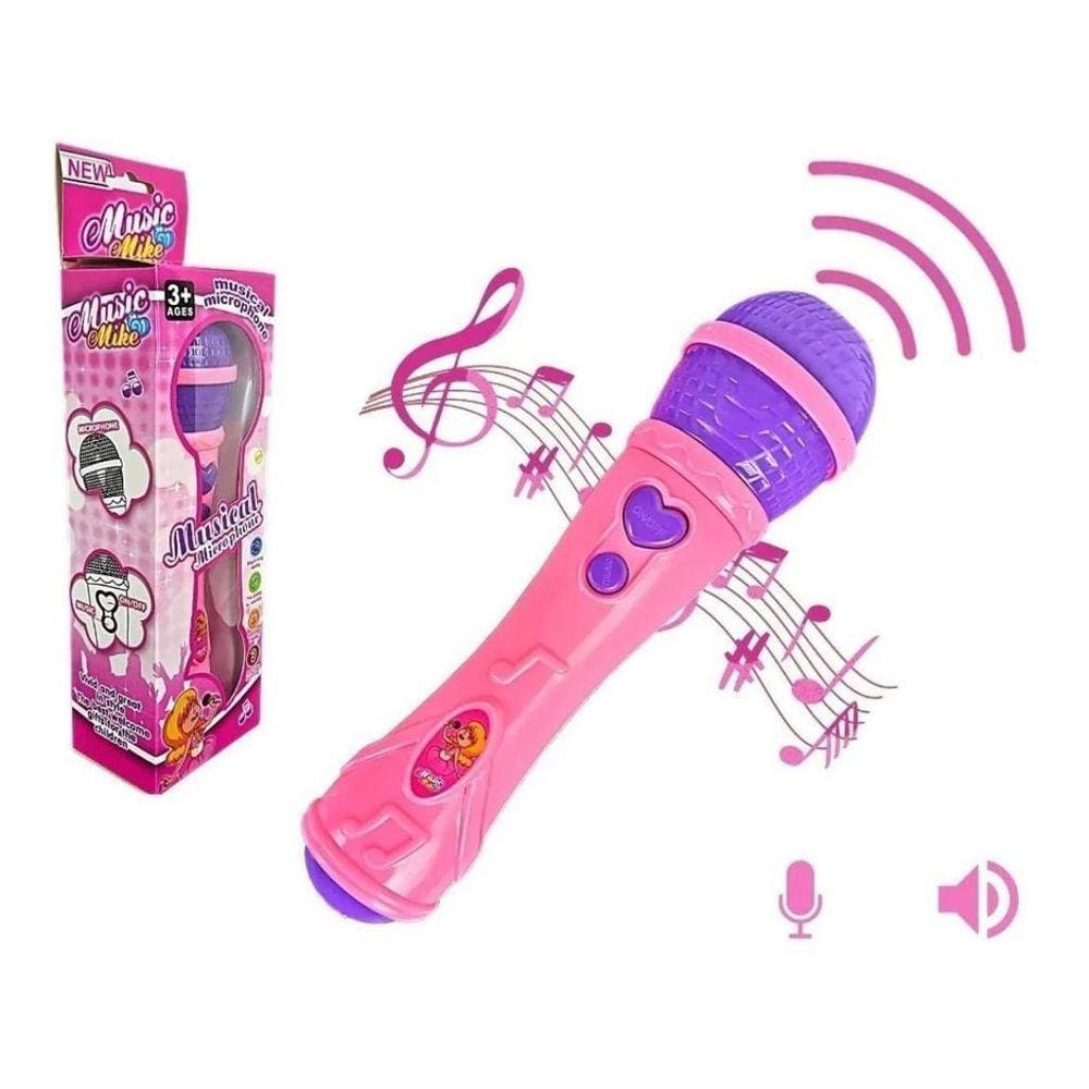 Microfone Infantil Sai Voz Toca Musica Brinquedo Musical