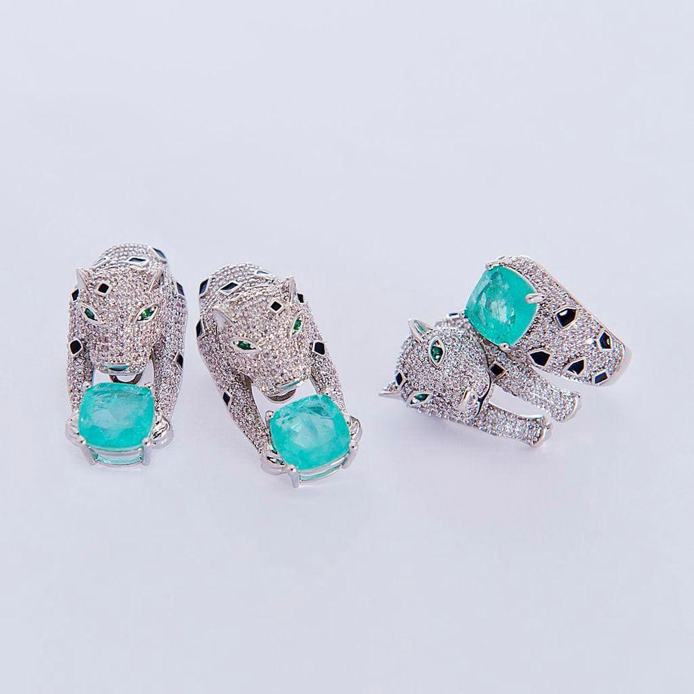 Conjunto Pantera de Anel e Brincos