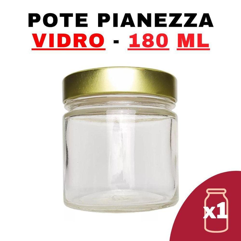 Kit Potes De Vidro Pianezza C/Tampa Dourado 180Ml